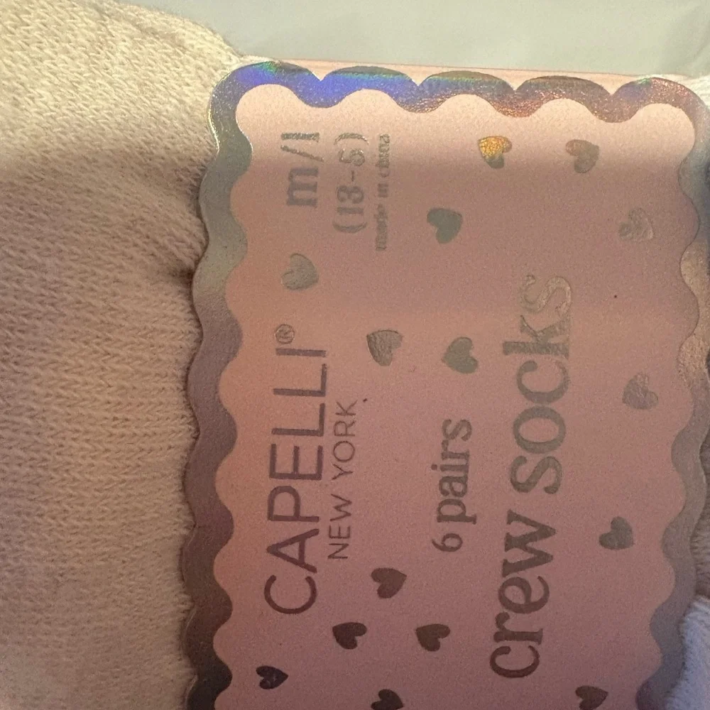 Capelli of New York Pink and Cream Crew Socks